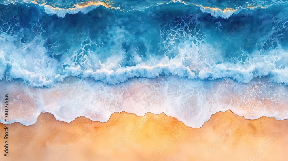Aerial view of sea and beach with waves Aerial view of sea and beach with waves