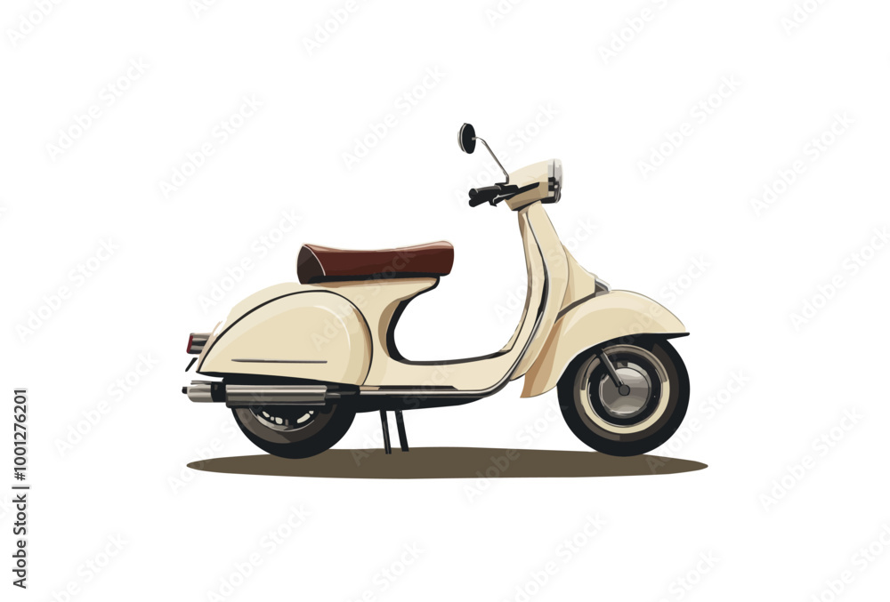 Vector image of a retro scooter with chrome details and vintage seat design. Vector image of a retro scooter with chrome details and vintage seat design.