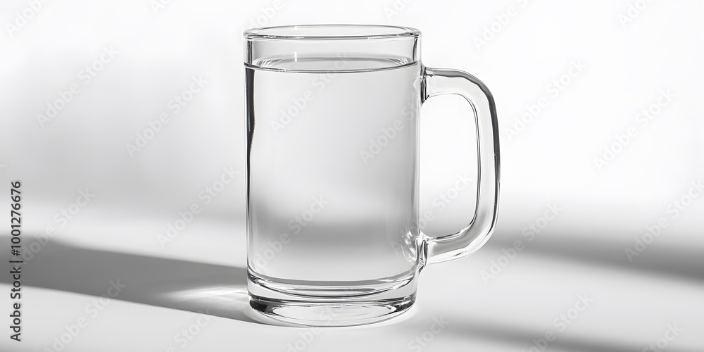 Clear glass mug with minimalist design features a reflective surface and soft shadows on a white background, emphasizing clean lines and high-resolution detail in studio lighting. Clear glass mug with minimalist design features a reflective surface and soft shadows on a white background, emphasizing clean lines and high-resolution detail in studio lighting.