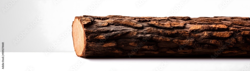 A close-up of a rustic wooden log showcasing its textured bark and cut end, highlighting natural wood grain and shades. A close-up of a rustic wooden log showcasing its textured bark and cut end, highlighting natural wood grain and shades.