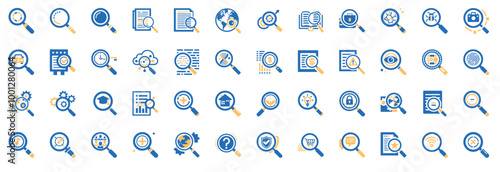 magnifying glass themed icon collection, explore reveal discover uncover