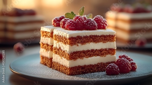 Delectable Raspberry Cream Cake Layered with Indulgent Frosting and Fresh Berries