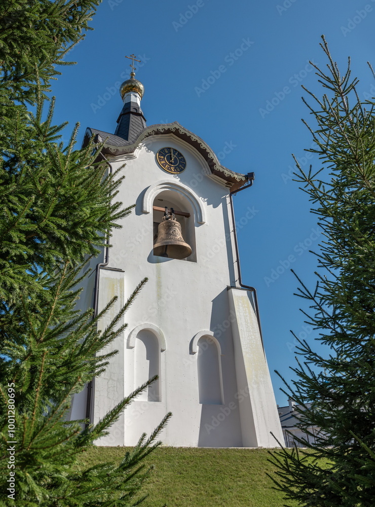 Bell tower in the Holy Dormition Monastery in Krasnoyarsk Bell tower in the Holy Dormition Monastery in Krasnoyarsk