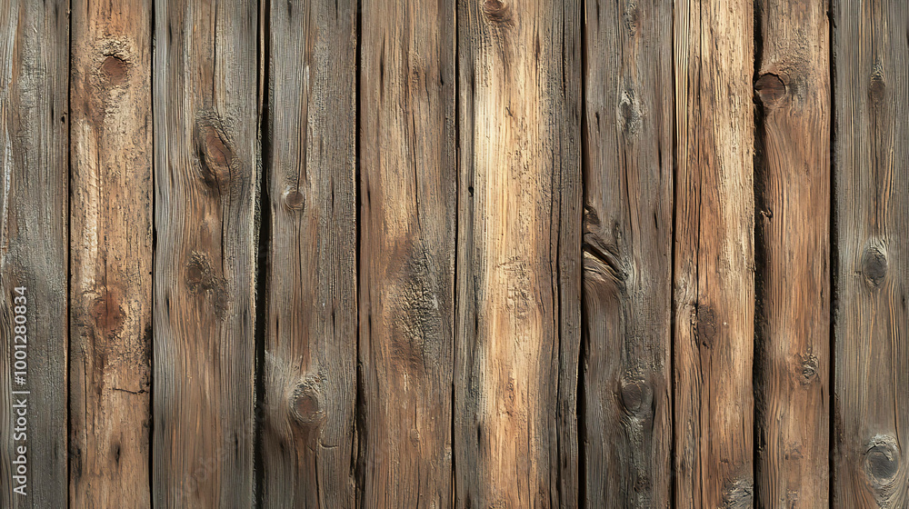 Fototapeta premium Weathered wood planks with a rustic texture.