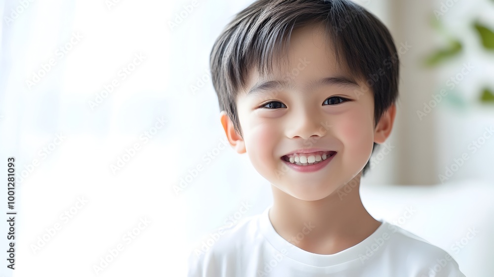 Adorable Asian Boy Smiling with Joy and Happiness in Casual Indoor Portrait Adorable Asian Boy Smiling with Joy and Happiness in Casual Indoor Portrait