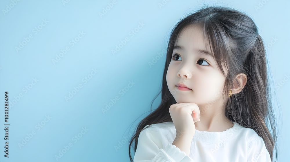 Thoughtful Young Girl Pondering with Pensive Facial Expression Thoughtful Young Girl Pondering with Pensive Facial Expression