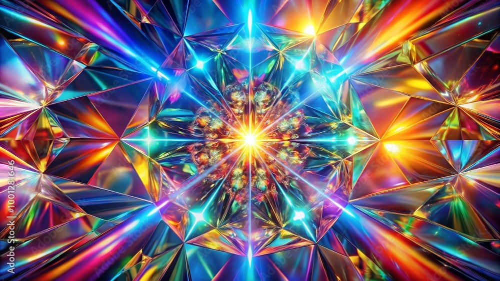 Vibrant colorful prism background with refracted light creating a kaleidoscope of colors, perfect for technology, art, Vibrant colorful prism background with refracted light creating a kaleidoscope of colors, perfect for technology, art,