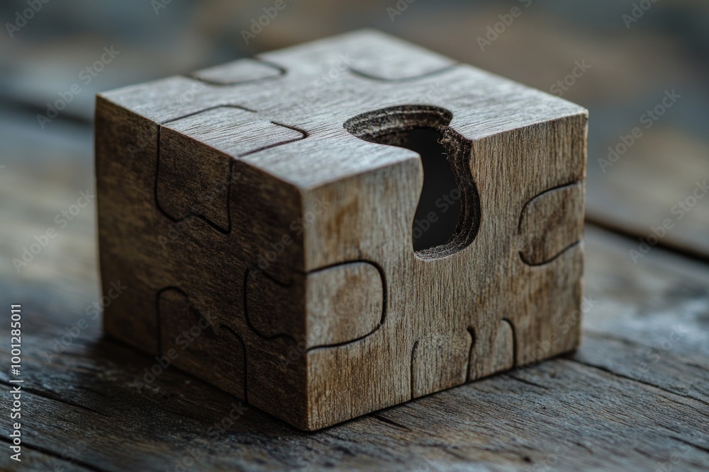Wooden Puzzle Cube with Keyhole Cutout Wooden Puzzle Cube with Keyhole Cutout