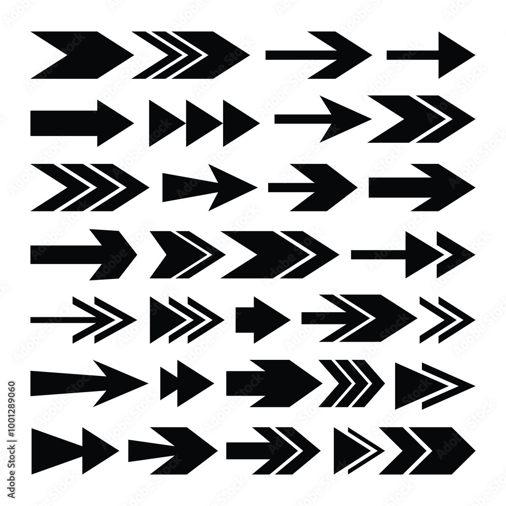 Set of black arrow vector isolated on white background Set of black arrow vector isolated on white background
