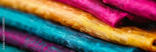 Thai silk, renowned for its luxurious texture and vibrant colors, is a traditional fabric handcrafted from the silk of Thai silkworms photo