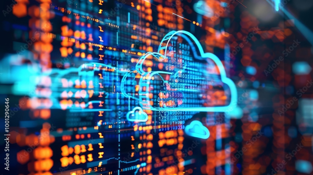 Fototapeta premium Abstract digital illustration of a cloud computing concept.