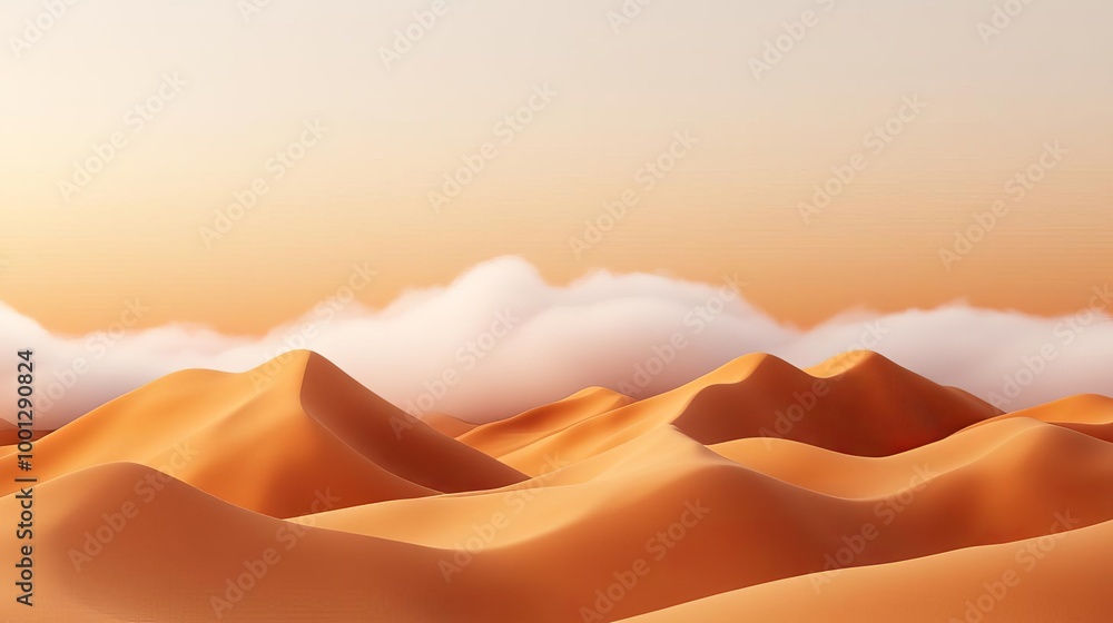 Fog rolling over sand dunes, desert oasis, atmospheric mood, 3D illustration Fog rolling over sand dunes, desert oasis, atmospheric mood, 3D illustration