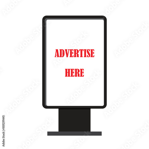 Outdoor advertising citylight with the text advertise here