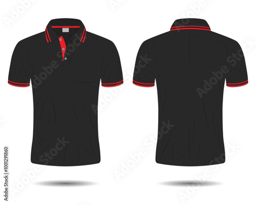 Modern black polo shirt mockup front and back view