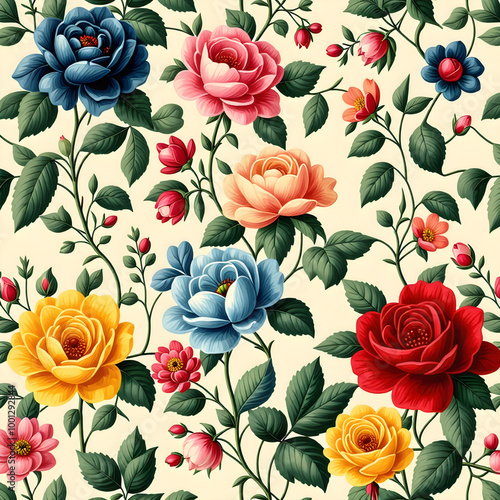 seamless pattern with roses 