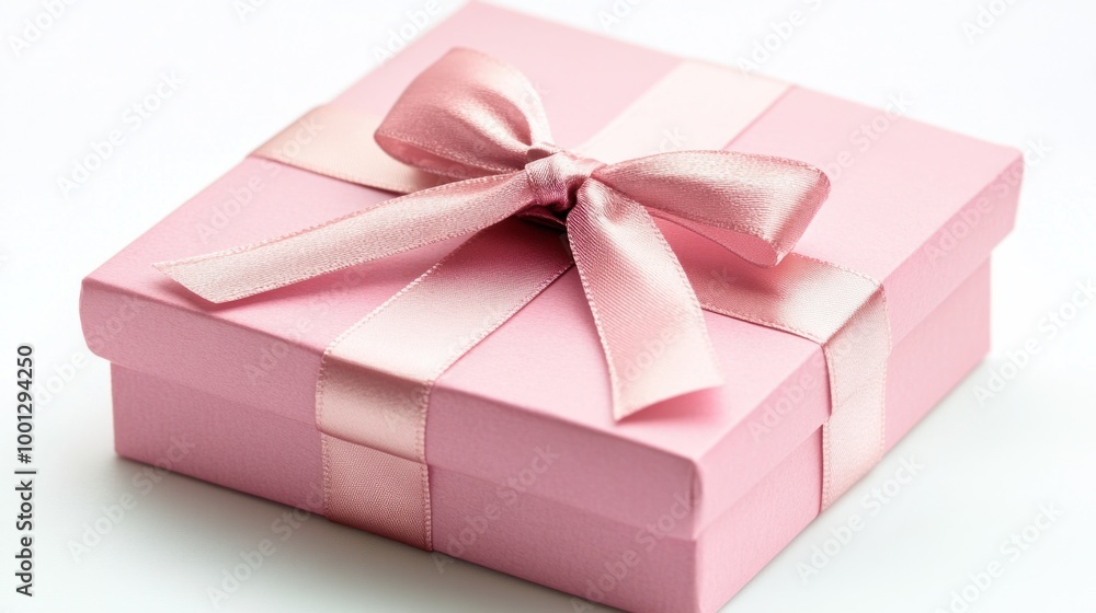 Elegant pink Valentine gift box with a satin bow, isolated on a bright white background, symbolizing love and romance. Elegant pink Valentine gift box with a satin bow, isolated on a bright white background, symbolizing love and romance.