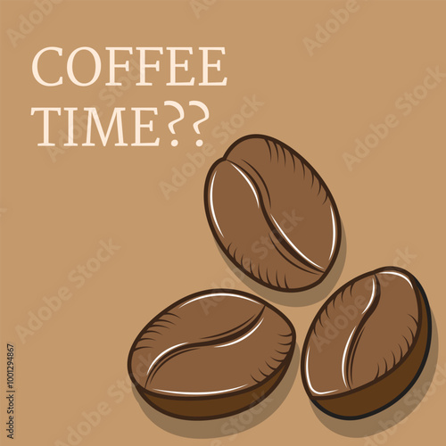 Illustration vector design of coffee time with coffee bean