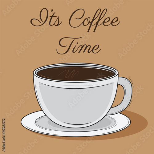 Illustration vector design of coffee time with a cup of coffee