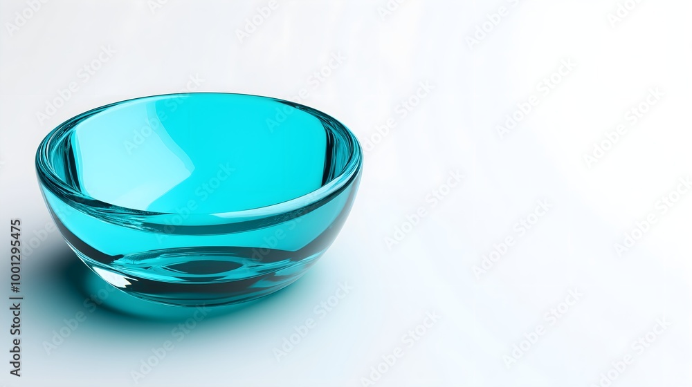 A simple, teal glass bowl is situated against a light background, showcasing its elegant shape and vibrant color.