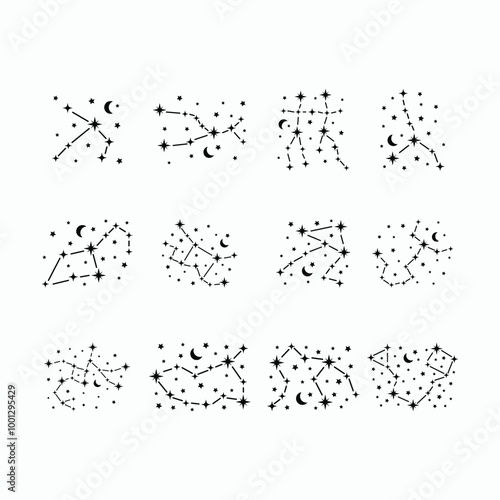 zodiac icon, universe vector, macrocosm illustration