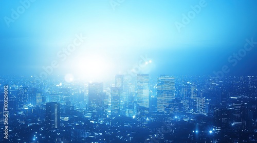 Bright Blue Business Cityscape Background