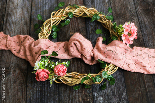 photography props with flowers and rattan