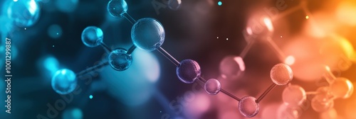 Abstract representation of molecular structures highlighting chemical bonds in a vibrant, colorful background. Generative AI