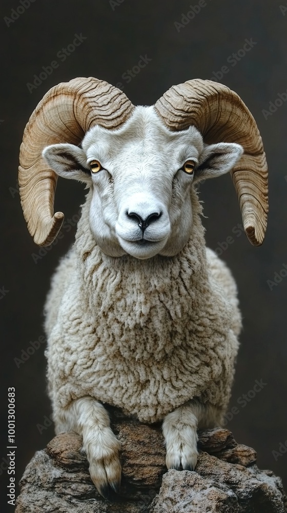 Majestic Bighorn Sheep Portrait with Golden Eyes Majestic Bighorn Sheep Portrait with Golden Eyes