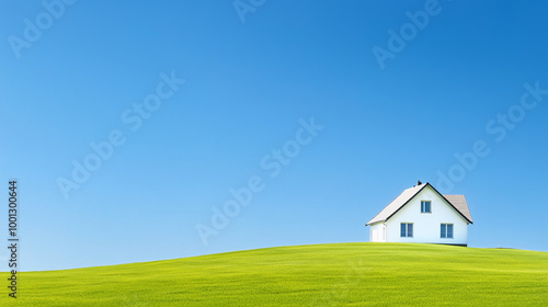 Wallpaper Mural A white house sits on a hillside in a grassy field Torontodigital.ca
