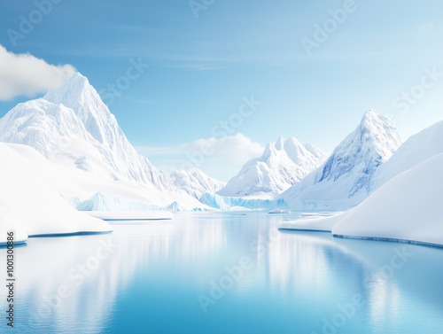 Wallpaper Mural A beautiful blue lake surrounded by snow capped mountains  Torontodigital.ca