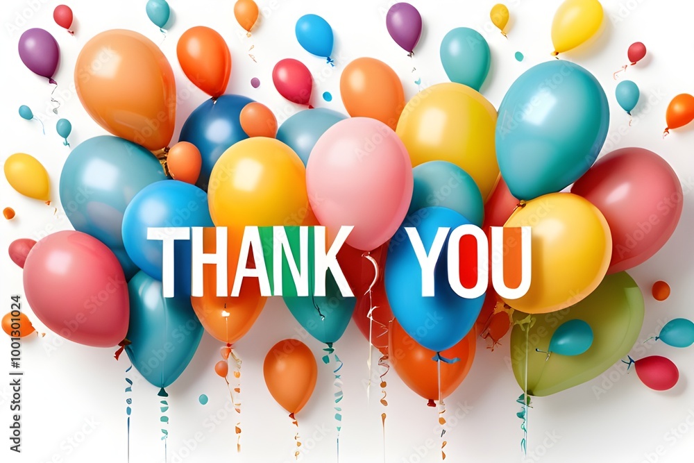 Thank you message, balloons background Thank you message, balloons background