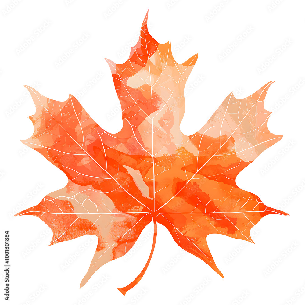 Obraz premium Colorful maple leaf artistic watercolor paint textured illustration. Autumn, fall, Thanksgiving isolated clip art element