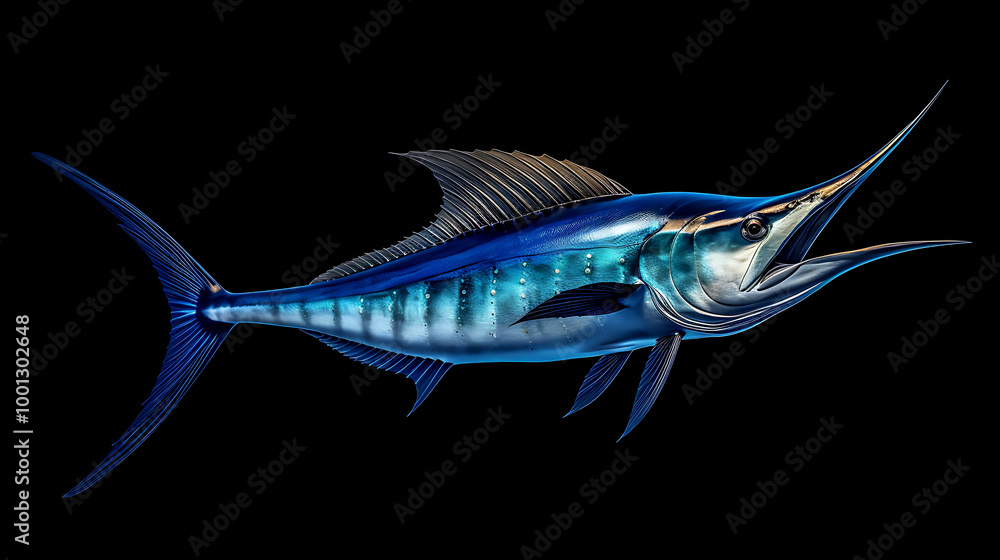 Beautiful blue marlin, cut out