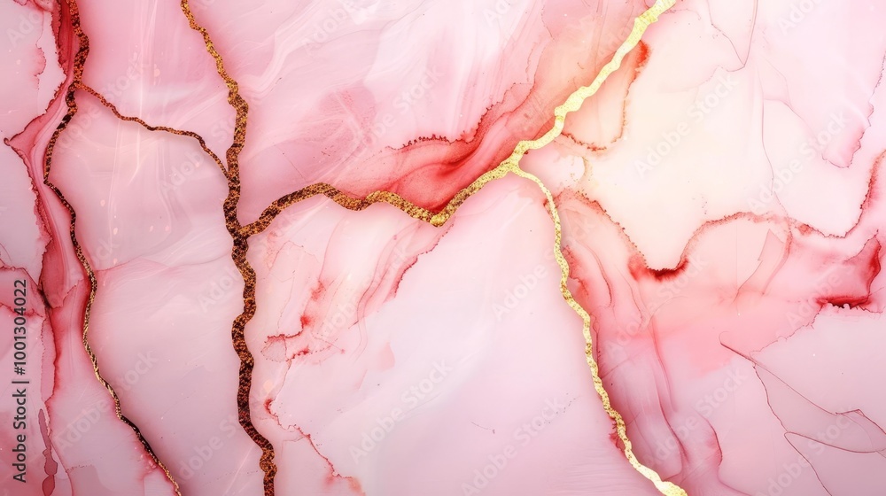 Abstract pink and gold marble texture background
