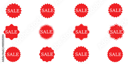 Sale tag red sign. circle tag. Red seal stickers for a special offer sale. Set of red Price tags, Label tags. Realistic price ribbon tag, red market flags, Tag design.
