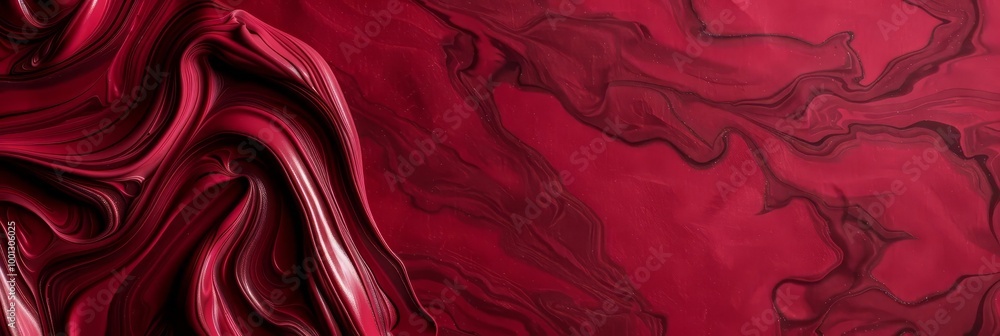 Red Christmas ornaments and pine branches on a burgundy background. Red Christmas ornaments and pine branches on a burgundy background.