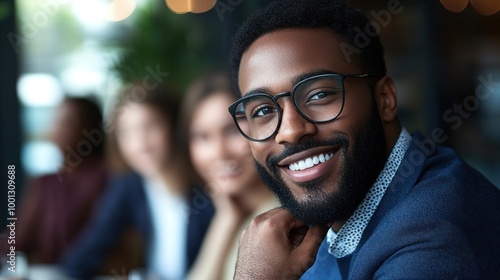 Thoughtful Businessman Smiling with Confidence