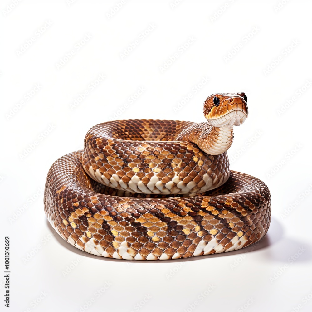 Obraz premium Brown snake on white background