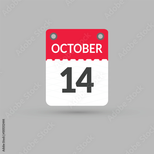 October 14 calendar Date, Month icon vector illustrator