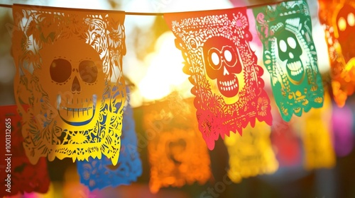 day of the dead - dia de los muertos paper cut flags photo