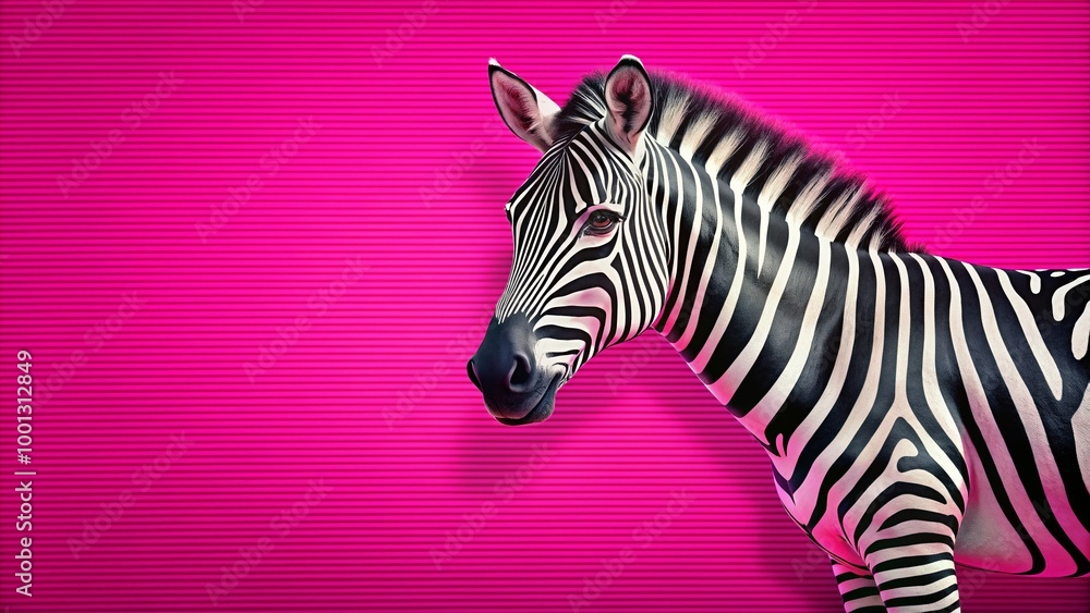 Vibrant pink background features a stylized illustration of a zebra's iconic black and white stripes, creating a fun Vibrant pink background features a stylized illustration of a zebra's iconic black and white stripes, creating a fun