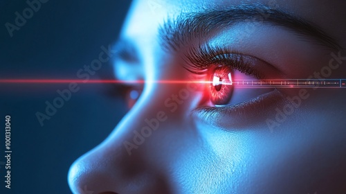 laser surgery performed on the eye, closeup 