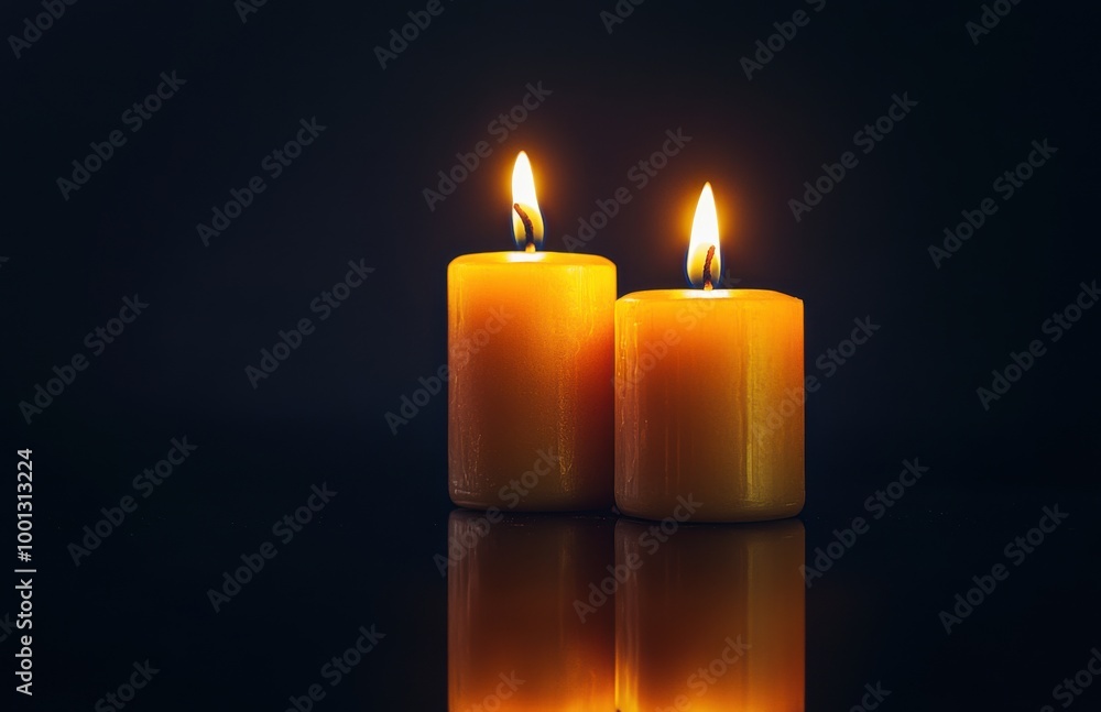 burning candles on a black background burning candles on a black background