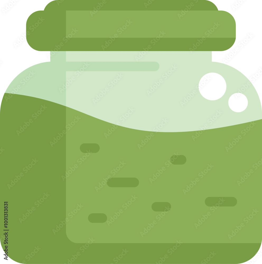 Simple vector illustration of a green jar containing a green substance, isolated on a white background Simple vector illustration of a green jar containing a green substance, isolated on a white background