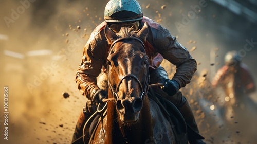 A man participates in a horse racing.