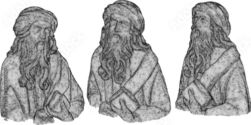 Vector sketch illustration silhouette design statue philosopher thinker roman greek classic vintage ethnic europe 