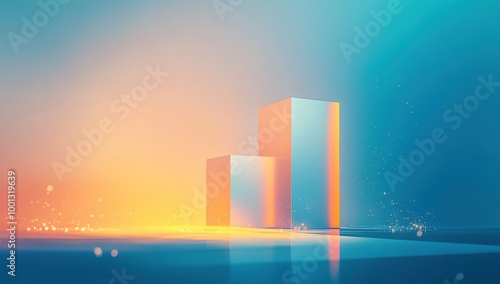 Blue background with gradient color, with light and shadow effects on the right side of the screen