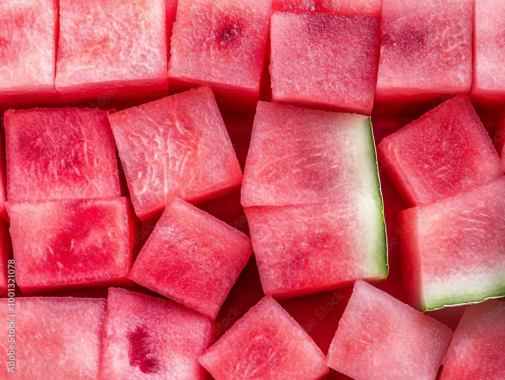 Fresh watermelon cubes on white isolate background Fresh watermelon cubes on white isolate background