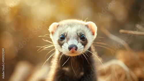 Beautiful Wallpaper with a Ferret Design, Ideal Rodent Poster or Graphic Resource for Creative Project, Ai Generative