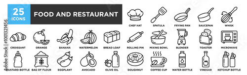 Food and Restaurant icon collection set. Containing design dinner, restaurant, meal, healthy